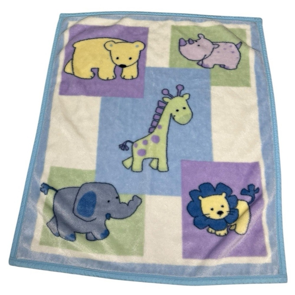 VTG Kidsline‎ Baby Blanket Microplush Animals Rhino Giraffe Elephant Lion Bear